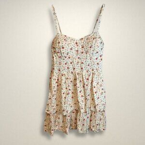 Floral Print Mini Dress Sleeveless Ruffle‎ Hem Summer Sundress